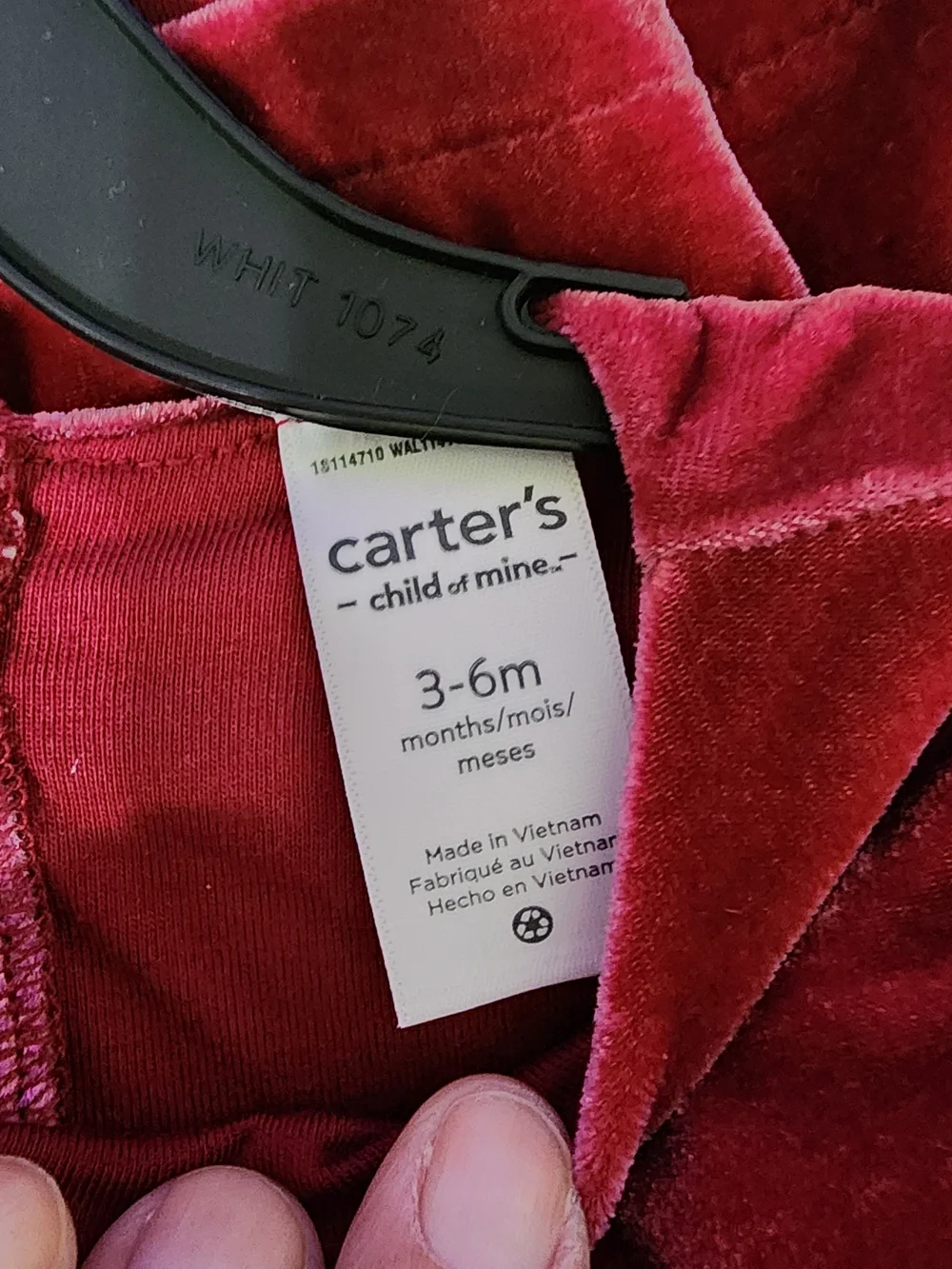 Carter's Child Of Mine 3-6 Months Burgundy Velvet Holiday Dress With Bloomer NWT